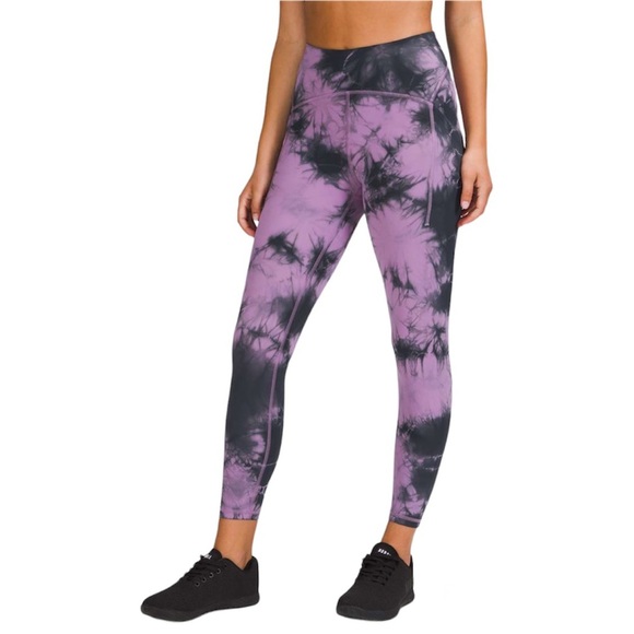 lululemon athletica Pants - LULULEMON Power Thru High-Rise Legging 23" Purple & Grey Tie Dye Sz 8 NWOT